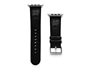 Gametime NHL Columbus Blue Jackets Black Leather Apple Watch Band (38/40mm M/L). Watch not included.