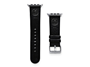 Gametime NHL Edmonton Oilers Black Leather Apple Watch Band (38/40mm M/L). Watch not included.