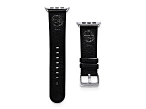 Gametime NHL New York Islanders Black Leather Apple Watch Band (38/40mm M/L). Watch not included.