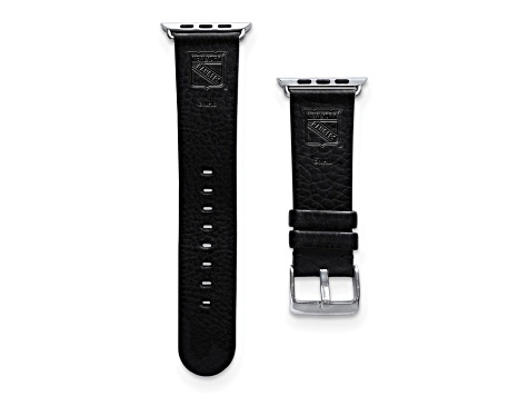 Gametime NHL New York Rangers Black Leather Apple Watch Band (38/40mm M/L). Watch not included.