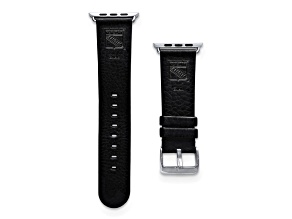 Gametime NHL New York Rangers Black Leather Apple Watch Band (38/40mm M/L). Watch not included.
