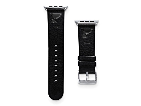 Gametime NHL St. Louis Blues Black Leather Apple Watch Band (38/40mm M/L). Watch not included.