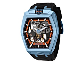 Invicta Akula 48mm Mechanical Black Silicone Band Watch, Ice Blue Bezel