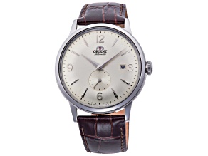 Orient Men's Classic Bambino 41mm Manual-Wind Watch, Brown Leather Strap