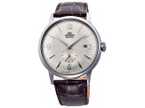 Orient Men's Classic Bambino 41mm Manual-Wind Watch, Brown Leather Strap