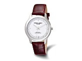 Mens Charles Hubert Leather Band White Dial Watch