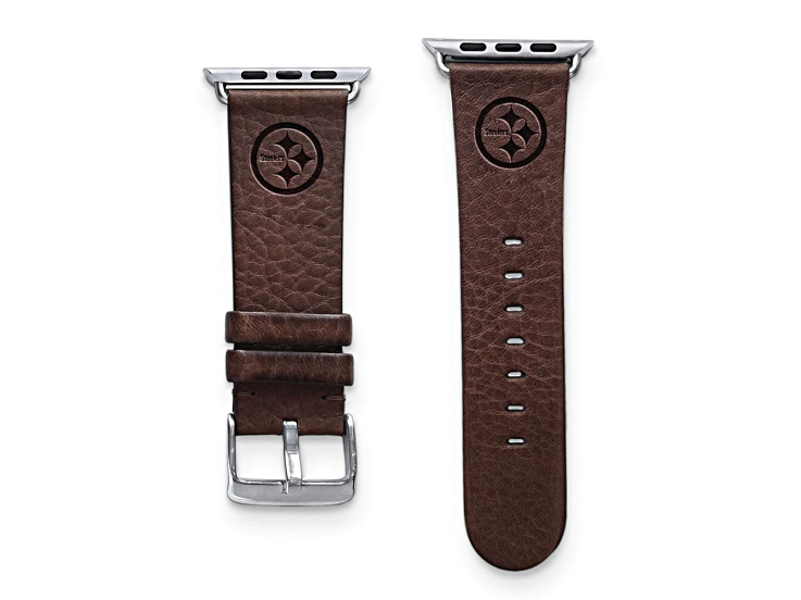 Gametime Pittsburgh Steelers Leather Band fits Apple Watch (38/40mm M/L Brown). Watch not included.