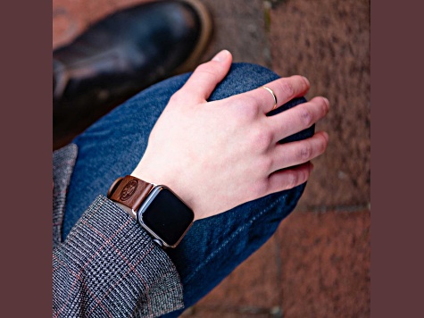 Gametime San Francisco 49ers Leather Band fits Apple Watch (38/40mm M/L Brown). Watch not included.