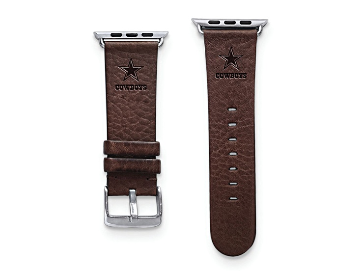 Gametime Dallas Cowboys Leather Band fits Apple Watch (38/40mm M/L Brown). Watch not included.