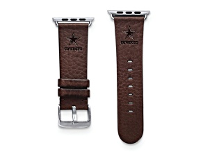Gametime Dallas Cowboys Leather Band fits Apple Watch (38/40mm M/L Brown). Watch not included.