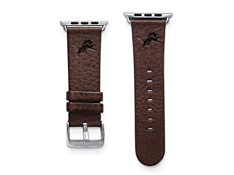 Gametime Detroit Lions Leather Band fits Apple Watch (38/40mm M/L Brown). Watch not included.