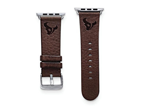 Gametime Houston Texans Leather Band fits Apple Watch (38/40mm M/L Brown). Watch not included.