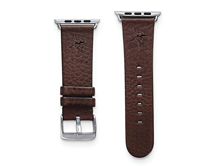 Gametime Minnesota Vikings Leather Band fits Apple Watch (38/40mm M/L Brown). Watch not included.