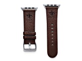 Gametime New Orleans Saints Leather Band fits Apple Watch (38/40mm M/L Brown). Watch not included.