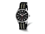 Mason Stainless Steel Black and Gray Striped Nylon Strap Watch