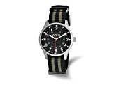 Mason Stainless Steel Black and Gray Striped Nylon Strap Watch