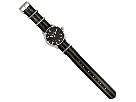 Mason Stainless Steel Black and Gray Striped Nylon Strap Watch