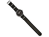 Mason Stainless Steel Black and Gray Striped Nylon Strap Watch