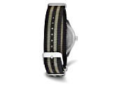 Mason Stainless Steel Black and Gray Striped Nylon Strap Watch
