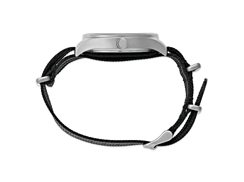 Mason Stainless Steel Black and Gray Striped Nylon Strap Watch