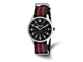 Mason Stainless Steel Black and Red Striped Nylon Strap Watch