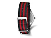 Mason Stainless Steel Black and Red Striped Nylon Strap Watch
