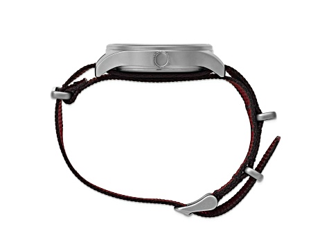 Mason Stainless Steel Black and Red Striped Nylon Strap Watch