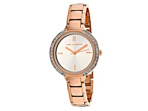 Ted Lapidus Women's Classic Rose Dial with Crystal Accents, Rose Stainless Steel Watch
