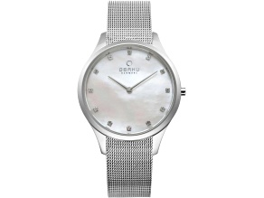 Obaku Women's Fin Mother-Of-Pearl Stainless Steel Mesh Band Watch