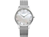 Obaku Women's Fin Mother-Of-Pearl Stainless Steel Mesh Band Watch