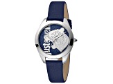 Just Cavalli Animalier Pantera 32mm Quartz Women's Blue Dial Blue Leather Strap Watch