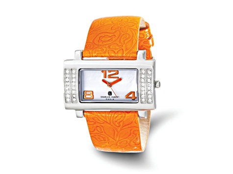 Ladies Charles Hubert Stainless Orange Leather 40x23mm Watch