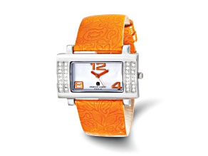 Ladies Charles Hubert Stainless Orange Leather 40x23mm Watch