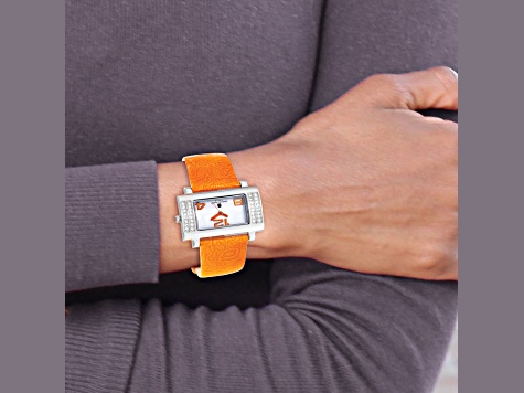 Ladies Charles Hubert Stainless Orange Leather 40x23mm Watch