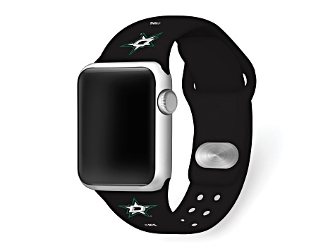 Gametime NHL Dallas Stars Black Silicone Apple Watch Band (38/40mm M/L). Watch not included.