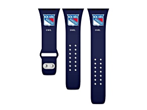 Gametime NHL New York Rangers Navy Silicone Apple Watch Band (38/40mm M/L). Watch not included.