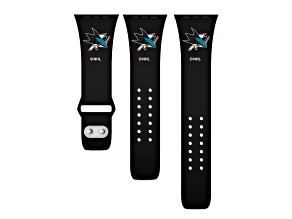 Gametime NHL San Jose Sharks Black Silicone Apple Watch Band (38/40mm M/L). Watch not included.