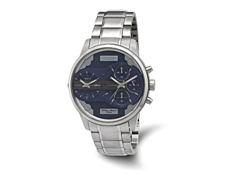 Charles Hubert Stainless Chronograph Dual Time Blue Dial Watch