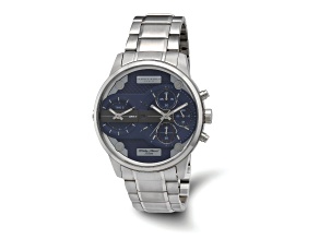Charles Hubert Stainless Chronograph Dual Time Blue Dial Watch