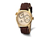 Charles Hubert Men's Stainless Steel Gold Dial Dual Time Watch