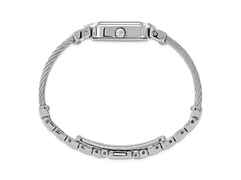 Charles Hubert Ladies Stainless Steel Wire Bangle White MOP Dial Watch Charles Hubert Stainless Steel Wire Bangle White MOP Dial  main image 4