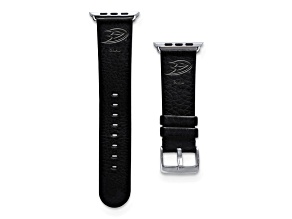 Gametime NHL Anaheim Ducks Black Leather Apple Watch Band (42/44mm S/M). Watch not included.