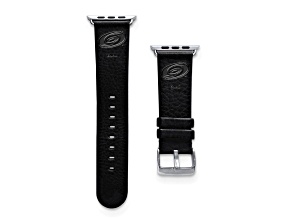 Gametime NHL Carolina Hurricanes Black Leather Apple Watch Band (42/44mm S/M). Watch not included.