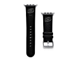 Gametime NHL Carolina Hurricanes Black Leather Apple Watch Band (42/44mm S/M). Watch not included.