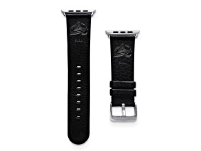Gametime NHL Colorado Avalanche Black Leather Apple Watch Band (42/44mm S/M). Watch not included.