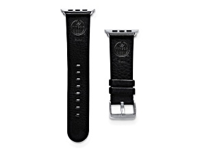 Gametime NHL Edmonton Oilers Black Leather Apple Watch Band (42/44mm S/M). Watch not included.
