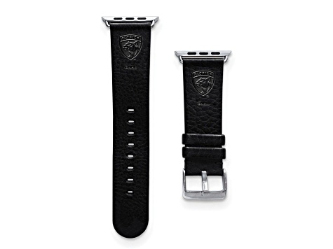 Gametime NHL Florida Panthers Black Leather Apple Watch Band (42/44mm S/M). Watch not included.