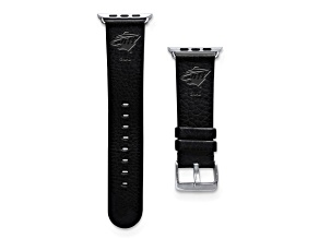 Gametime NHL Minnesota Wild Black Leather Apple Watch Band (42/44mm S/M). Watch not included.