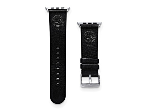 Gametime NHL New York Islanders Black Leather Apple Watch Band (42/44mm S/M). Watch not included.