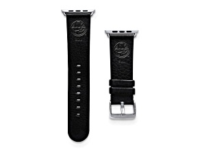 Gametime NHL New York Islanders Black Leather Apple Watch Band (42/44mm S/M). Watch not included.